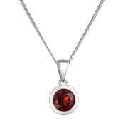Stříbrný náhrdelník s pravým minerálním kamenem rudý 12081.3 garnet