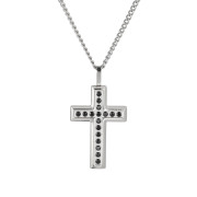 Přívěsek z chirurgické oceli křížek s kamínky + řetízek PSS1245ST