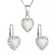Stříbrné šperky s opálem a krystaly 39161.1 bílá