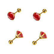 Náušnice na šroubek z chirurgické oceli WJHE1243-Ruby Dark