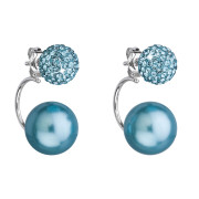 Visací náušnice s kamínky a perlou Swarovski 31179.3 modrá