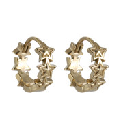 Zlaté náušnice kroužky z chirurgické oceli ESS711GD - Hvězdy