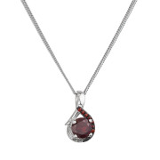 Stříbrný náhrdelník luxusní s pravými minerálními kameny rudá slza 12089.3 garnet
