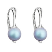 Dámské stříbrné náušnice s perlou Swarovski 31232.3 světle modrá