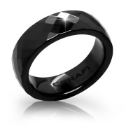 Černý keramický prsten Cerafi Facceta Nero 102