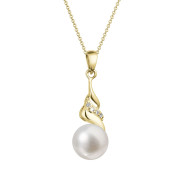 Zlatý náhrdelník s perlou a brilianty 92PB00054