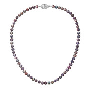 Perlový náhrdelník z říčních perel se zapínáním z bílého 14 karátového zlata 822001.3/9265B dk.peacock