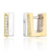 Stylové stříbrné pozlacené náušnice se zirkony 3137500001