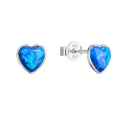 Náušnice srdce s umělým opálem 11337.3 modrá