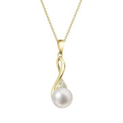 Zlatý perlový náhrdelník s brilianty 92PB00050