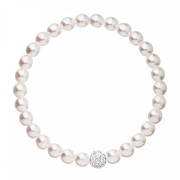 Náramek z bílých perel s krystaly 33115.1