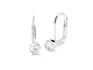 Visací náušnice z bílého zlata s diamanty DZ8017BKL