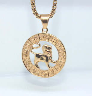 Ocelový přívěsek se znamením lev + řetízek WJHN3093