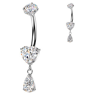 Titanový piercing pupíku srdce SETIN74ST
