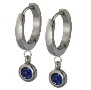 Kruhové náušnice z chirurgické oceli se zirkonem ESS651BK