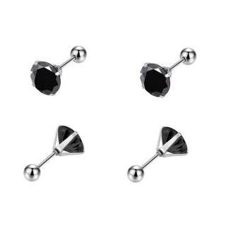 Stylové náušnice z chirurgické oceli s černým zirkonem WJHE1244ST-BC