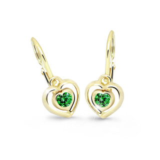 Dětské náušnice srdíčka Cutie Jewellery C2752Z-Green