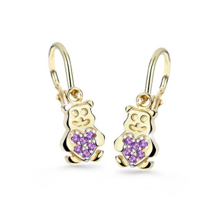 Zlaté dětské náušnice Cutie C2751Z Ametyst