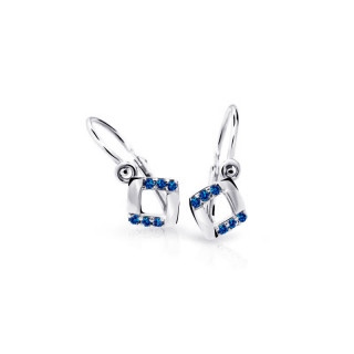 Dětské náušnice bílé zlato se zirkony C2268B-Blue dark