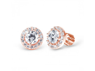 Náušnice pecky z růžového zlata Z60168R-White