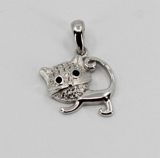 Stříbrný přívěšek kočka 308977004