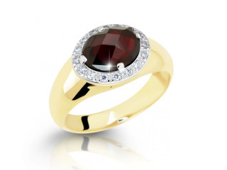 Zlatý prsten s drahokamem almadin a zirkony Z9003-1892-AL-X-1