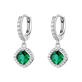 Visací stříbrné náušnice se zirkony Brosway Fancy Life Green FLG142