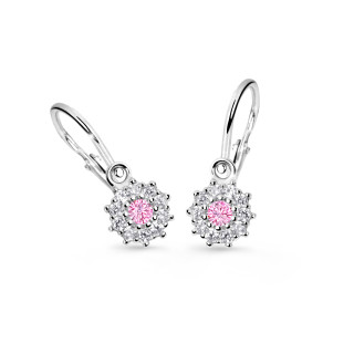 Náušnice pro miminko z bílého zlata Cutie Jewellery C2749B Růžová