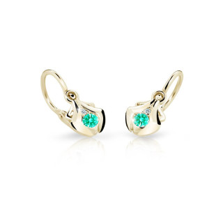 Dětské náušnice zlaté C2224Z-Mint Green