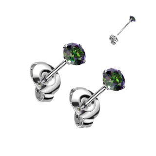 Titanové náušnice pecky se zirkony SET23ER01-VM
