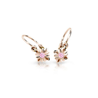 Zlaté dětské náušnice C2261R-Pink