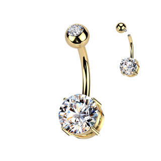 Zlatý piercing do břicha z titanu SETIN60GD-CZ