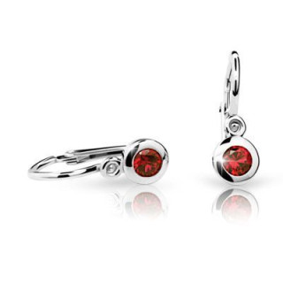 Dětské náušnice Cutie Jewellery C1537B Ruby Dark -Bílé zlato 585/000