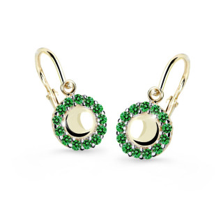 Dětské náušnice zlaté Cutie Jewellery C2750Z Zelená