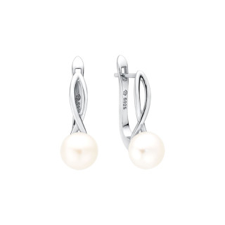 Visací stříbrné náušnice s říční perlou SK22104ELW
