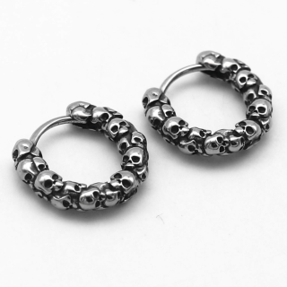 Náušnice kroužky z chirurgické oceli WJHE262-lebky