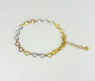 Stříbrný pozlacený náramek srdíčka 3131720001