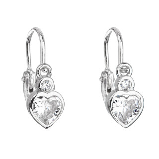Dětské náušnice se zirkony srdíčka 11178.1 Bílá
