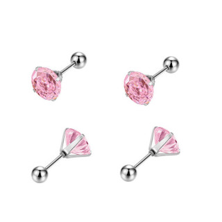 Náušnice se zirkony pecky z chirurgické oceli WJHE1244-Pink