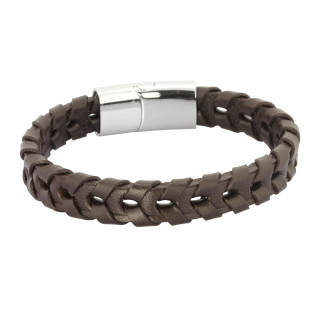 Pánský náramek z kůže a chirurgické oceli BSS560BR