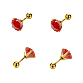 Náušnice na šroubek z chirurgické oceli WJHE1243-Ruby Dark