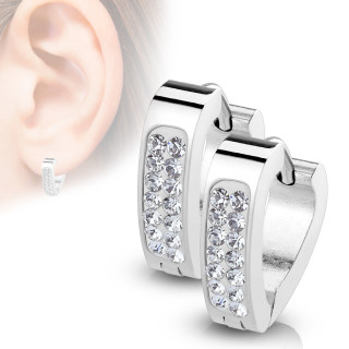 Ocelové náušnice srdíčka s kamínky 7087