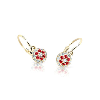 Náušnice pro miminka zlaté Cutie Jewellery C2150Z-Ruby Dark