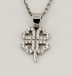 Stříbrný přívěsek se zirkony čtyřlístek 3065260004