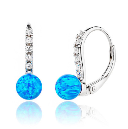 Stříbrné opálové náušnice se zirkony 313651001