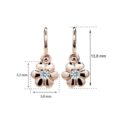 Náušnice pro miminko z růžového zlata C1736R-Rozměry