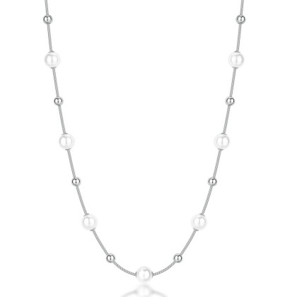 Moderní náhrdelník z chirurgické oceli a perel Brosway PERFECT BPC48