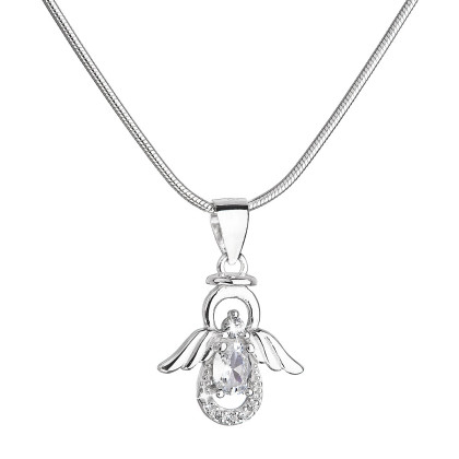 Stříbrný náhrdelník anděl 12043.1 bílá