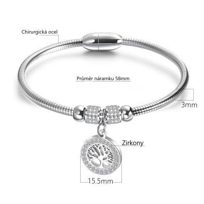 Dámský náramek z chirurgické oceli strom života JCFGH925