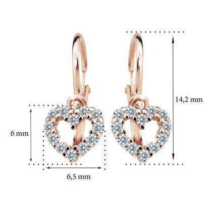 Dětské náušnice srdíčka zlaté Cutie Jewellery C2157R-Rozměry